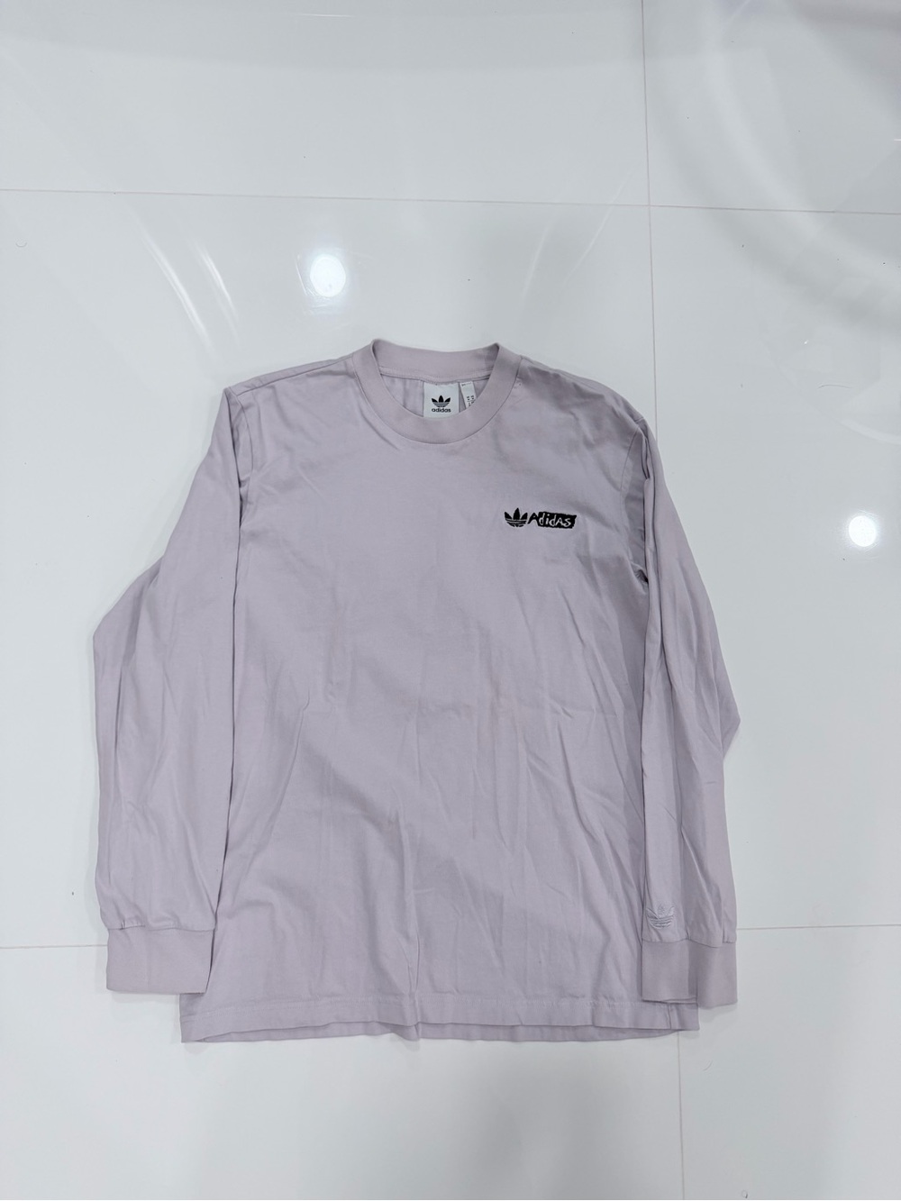 Vintage Adidas Originals Long Sleeve Tee Pastel Purple Graffiti Logo Y2K Size